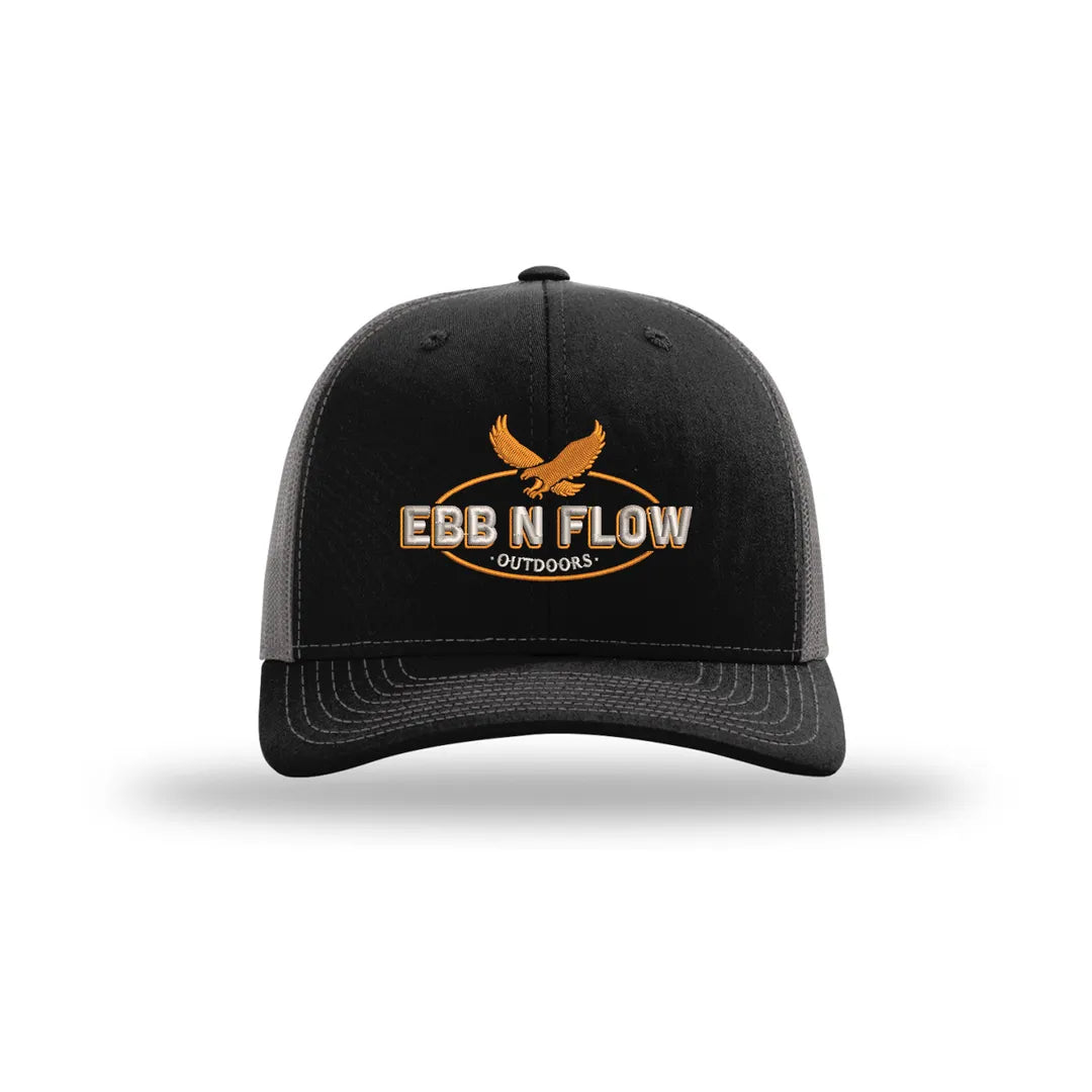 EBB N FLOW Outdoors Richardson 112 Trucker Hat (Black) - Featuring our Front Original Logo - EBB N FLOW OUTDOORS