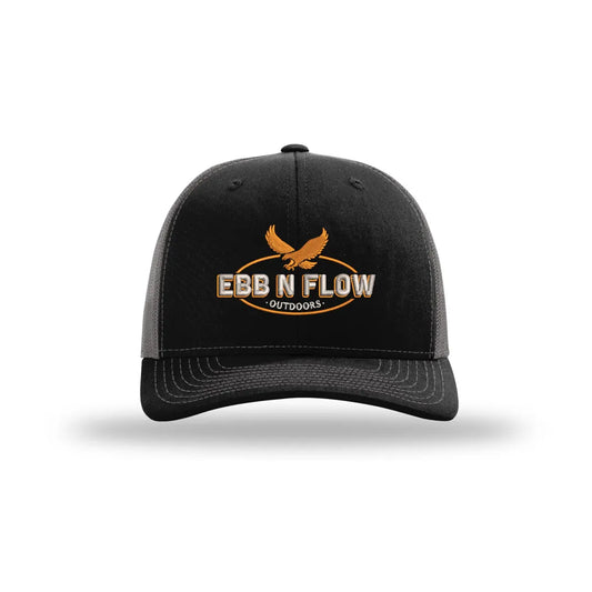 EBB N FLOW Outdoors Richardson 112 Trucker Hat (Black) - Featuring our Front Original Logo - EBB N FLOW OUTDOORS