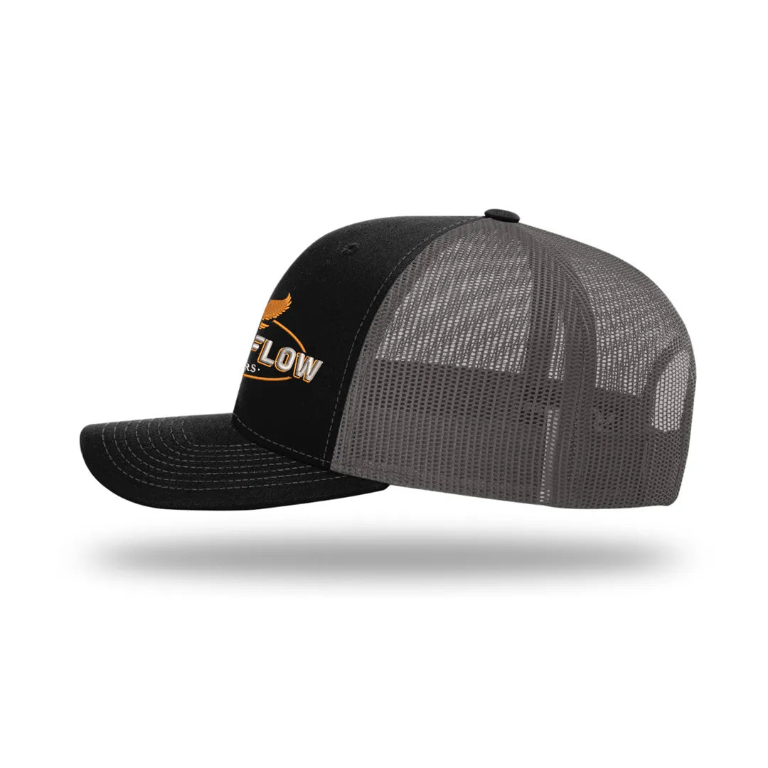 EBB N FLOW Outdoors Richardson 112 Trucker Hat (Black) - Featuring our Front Original Logo - EBB N FLOW OUTDOORS