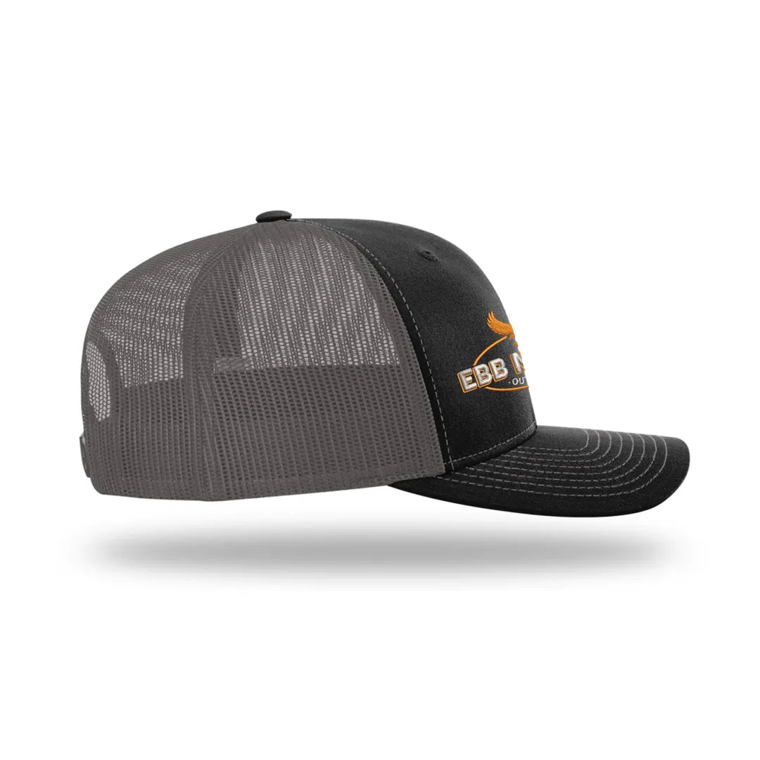 EBB N FLOW Outdoors Richardson 112 Trucker Hat (Black) - Featuring our Front Original Logo - EBB N FLOW OUTDOORS