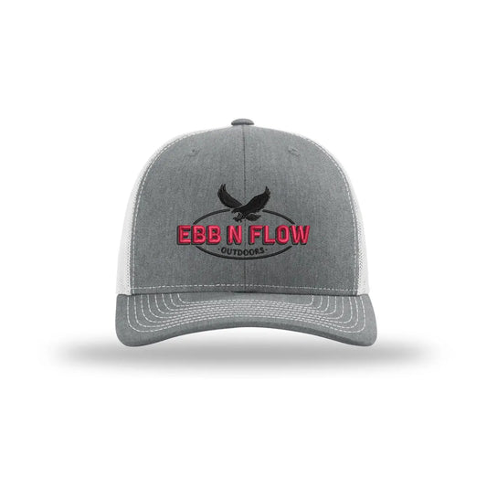 EBB N FLOW OUTDOORS Richardson 112 Trucker Hat (Gray) - Featuring our Front Red and Black Logo - EBB N FLOW OUTDOORS
