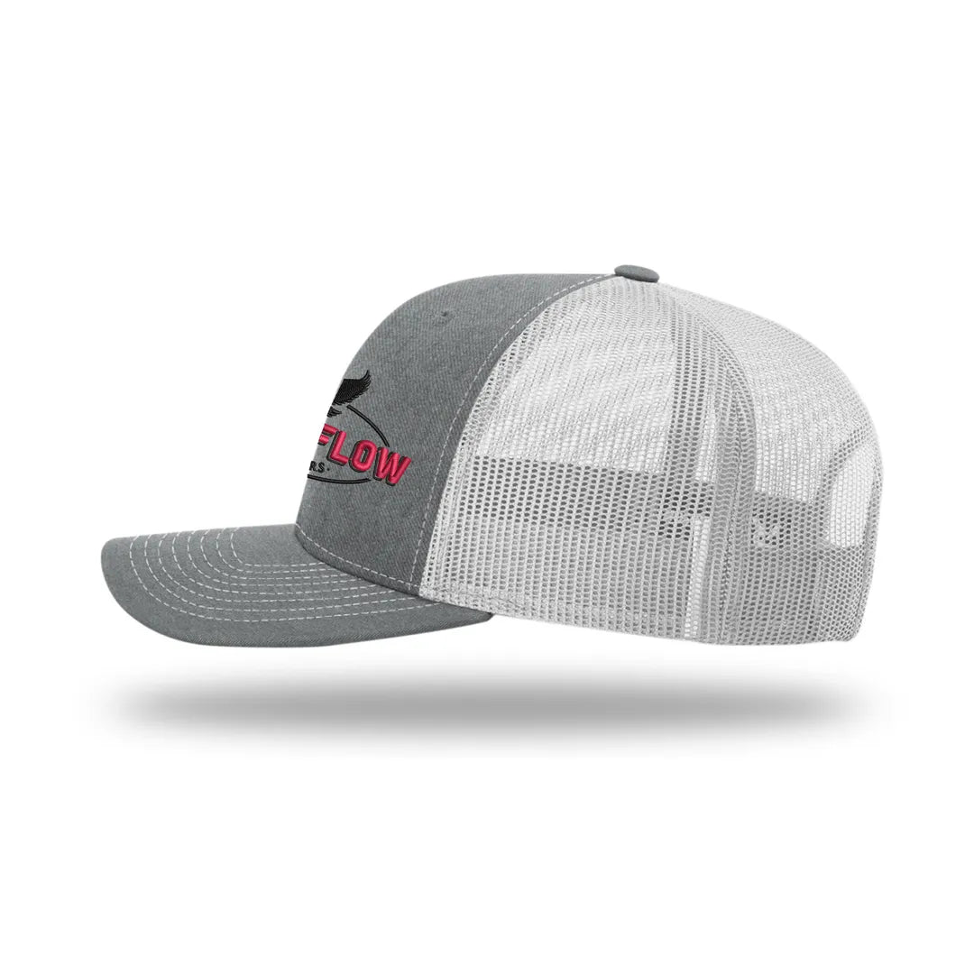 EBB N FLOW OUTDOORS Richardson 112 Trucker Hat (Gray) - Featuring our Front Red and Black Logo - EBB N FLOW OUTDOORS