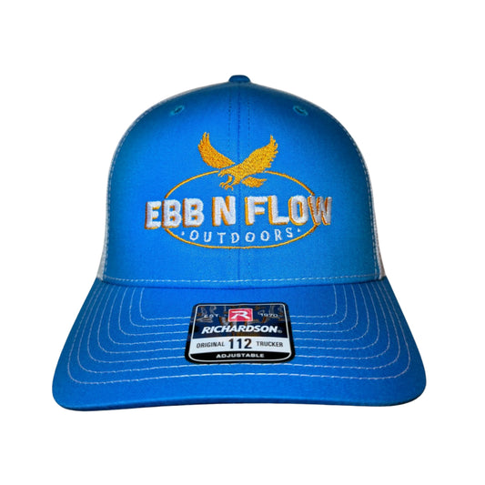 EBB N FLOW Outdoors Richardson 112 Trucker Hat (Cyan/White) - Featuring our Front Original Logo