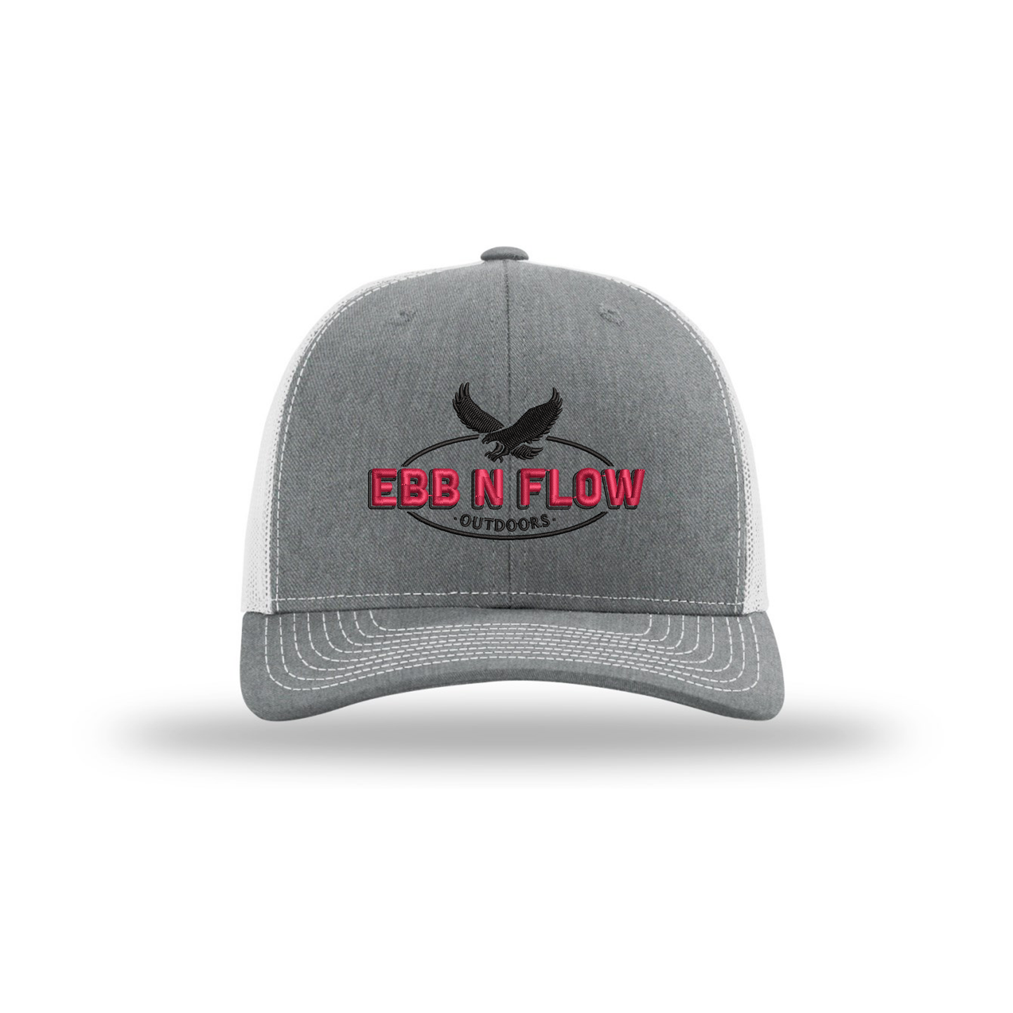 EBB N FLOW OUTDOORS Richardson 112 Trucker Hat (Gray) - Featuring our Front Red and Black Logo