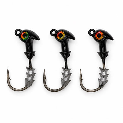 The Upgrade Ned Rig Jighead 3-pack, 1/4 oz, Black with Prism Eye