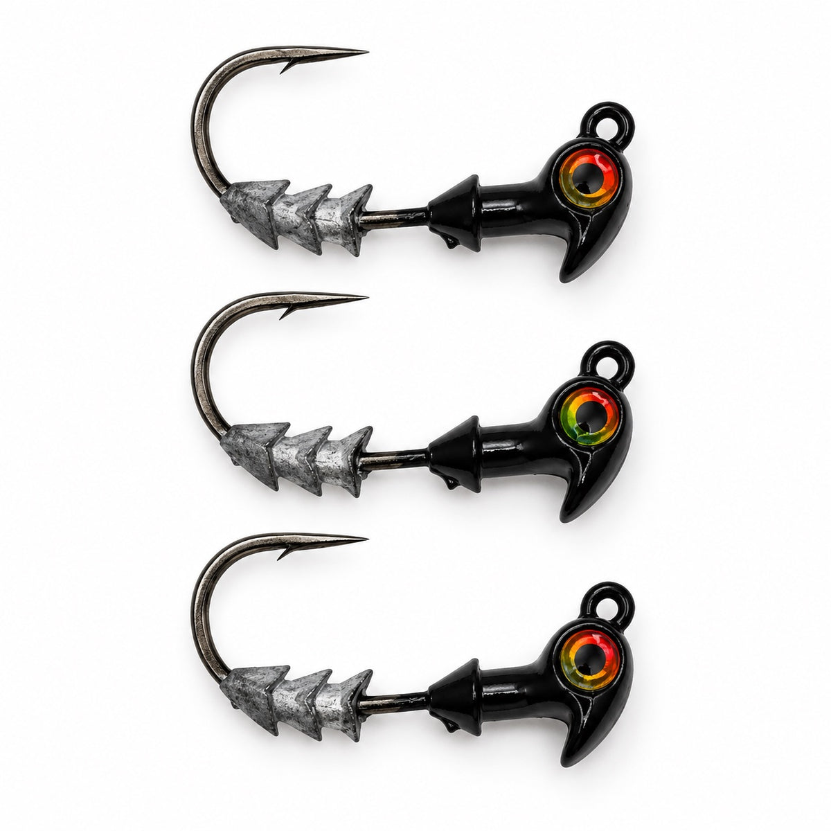 The Upgrade Ned Rig Jighead 3-pack, 1/4 oz, Black with Prism Eye, side view
