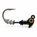 The Upgrade Ned Rig Jighead, Black with Prism Eye, side view of 1/0 2X Mustad hook and barbed bait keeper