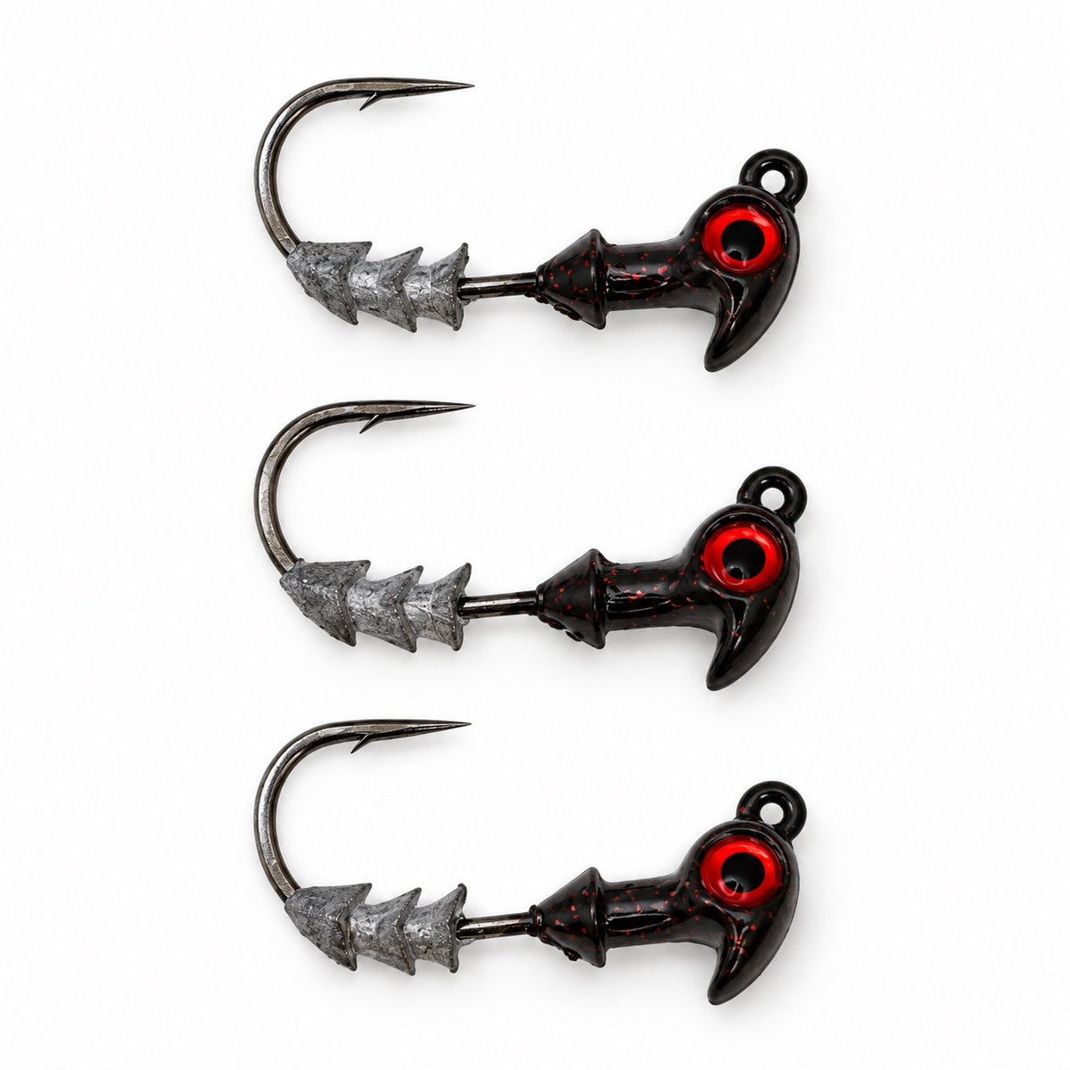 The Upgrade Ned Rig Jighead 3-pack, 1/4 oz, Watermelon Green w/ Red Flake with Red Eye, front view