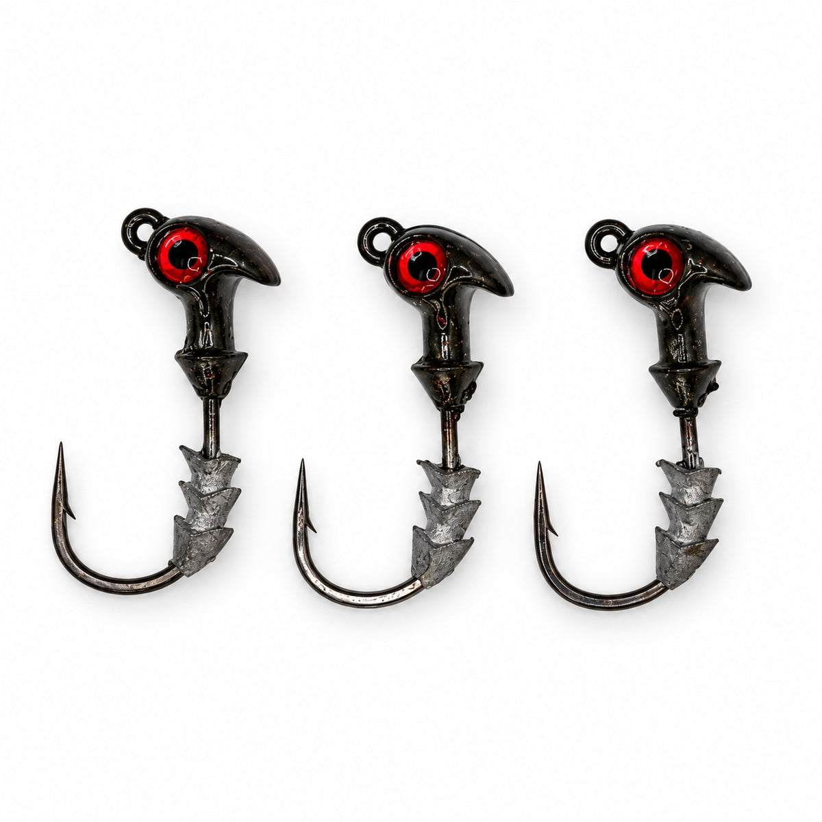 The Upgrade Ned Rig Jighead 3-pack, 1/4 oz, Watermelon Green w/ Red Flake with Red Eye