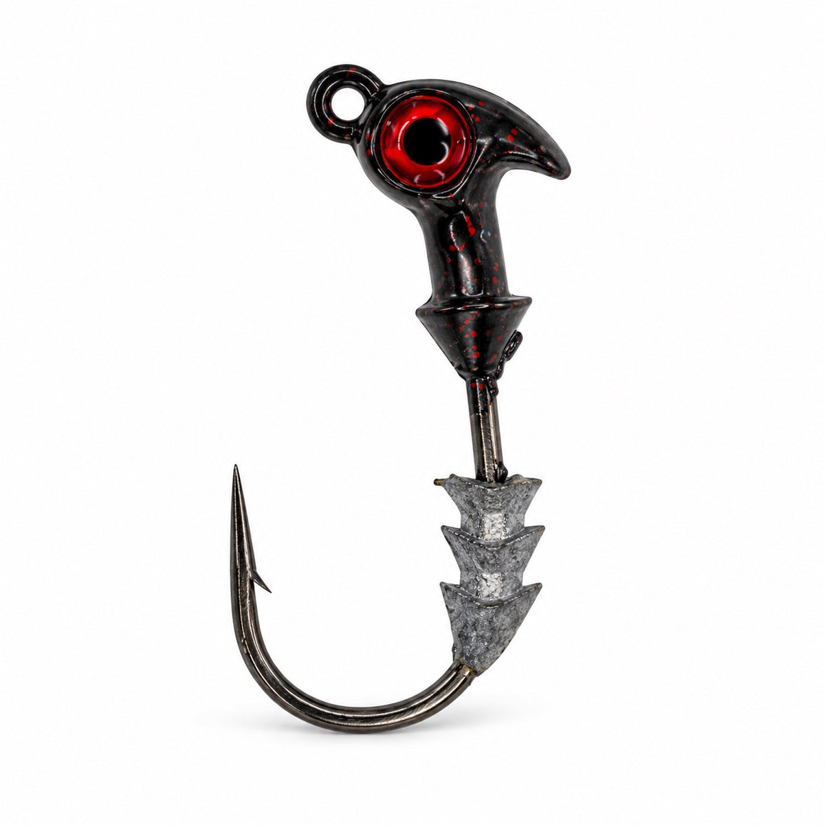 The Upgrade Ned Rig Jighead, 1/4 oz, Watermelon Green w/ Red Flake with Red Eye, 60 degree line tie