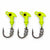 The Upgrade Ned Rig Jighead 3-pack, 1/4 oz, Floro Yellow with Prism Eye